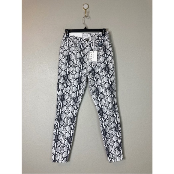 Frame Womens Ali High-Rise Cigarette Python-Print Jeans - Picture 5 of 9